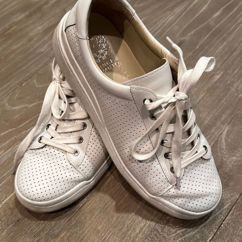 Vince Camuto White Perforated Sneakers - Picture 2 of 7